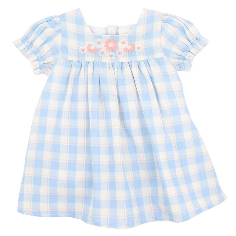 Bébé Bonnie Check Organic Embroidered Dress